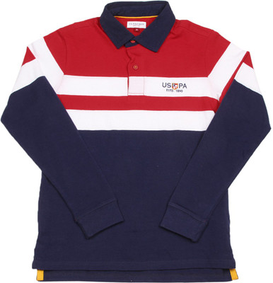 

US Polo Kids Boys Solid Cotton T Shirt, Med red
