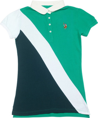 

US Polo Kids Girls Solid Cotton T Shirt, Me. green