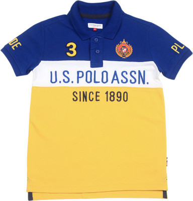 US Polo Kids Boys Solid Cotton T Shirt, Med yellow