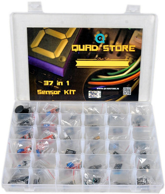 

QuadStore 37 in 1 Sensor Modules Learning Kit for Arduino Uno R3, Mega 2560, Raspberry Pi with box(Brown)