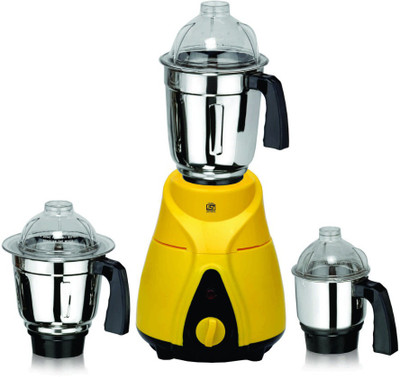 

Viaan 750W Ranger Mixer Grinder with 3 Stainless Steel Jars 750 W Mixer Grinder(Yellow, Black, 3 Jars), Black;yellow