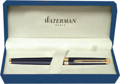 Waterman Hemisphere Matt Black GT Fine Nib Fountain Pen(Ink Color - Blue, Black)