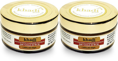 Khadi Global Revitalising Kashmiri Saffron 24K Gold Scrub Pack of 2 Scrub(100 ml)