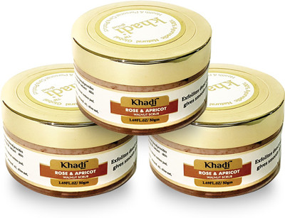 

Khadi Global Rose Apricot Walnut Scrub Pack of 3 Scrub(150 ml)