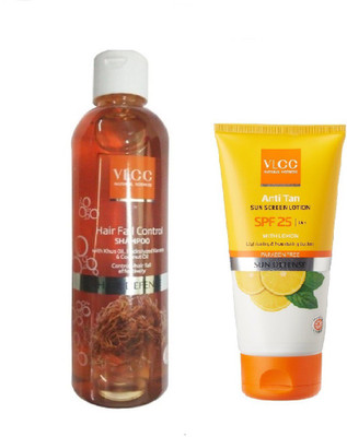 

VLCC COMBO PACK OF HAIR FALL CONTROL SHAMPOO (350 ML) & SUN SCREEN LOTION ANTI-TAN SUN BLOCK - SPF 25 PA+ WITH LEMON (150 ML)(350 ml)