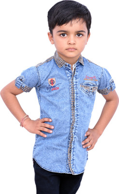 

JG FORCEMAN Boy's Solid, Checkered Casual Light Blue Shirt, Sky blue