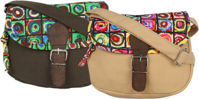 

Anekaant Women Casual Khaki, Beige Canvas Sling Bag, Beige;khaki