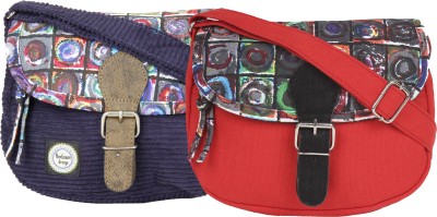 Anekaant Blue, Red Sling Bag Whimsical(Pack of 2)