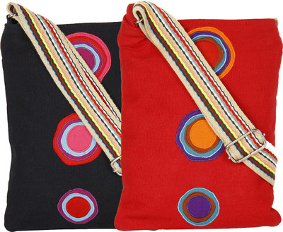 

Anekaant Women Casual Black, Red Canvas Sling Bag