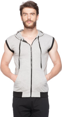 V3Squared Solid Men Hooded Neck Black T-Shirt