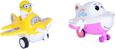 

SN toy zone Cute Plane Shaped Big Sized Minion and Cartoon Themed Colourfull friction toy for kids(Multicolor)