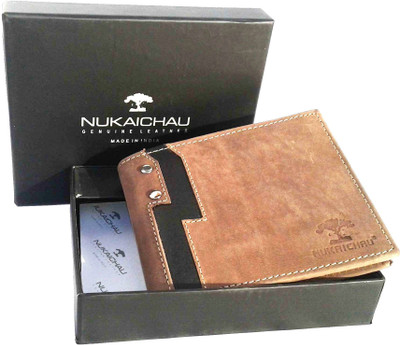 

NUKAICHAU Men Tan Genuine Leather Wallet(6 Card Slots), Tan blk 6