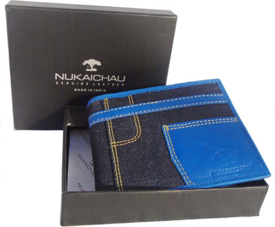 

NUKAICHAU Men Blue Genuine Leather Wallet(3 Card Slots), Blu jn 3