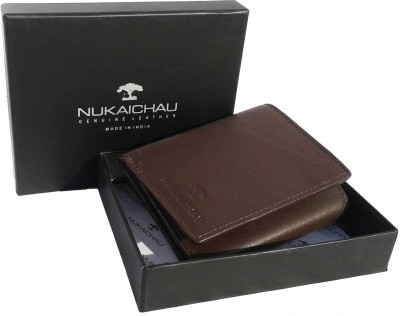 

NUKAICHAU Men Brown Genuine Leather Wallet(5 Card Slots), Brn fld 5