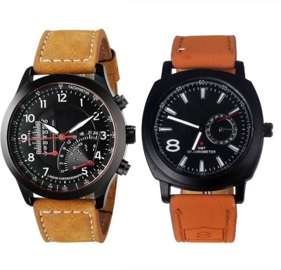 Shivam Retail Stylish Sporty Leather Brown Combo Watch  - For Men   Watches  (Shivam Retail)