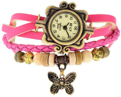View SRK ENTERPRISE Vintage Pink Butterfly Bracelet Watch  - For Girls Wrist Watches Price Online(SRK ENTERPRISE)