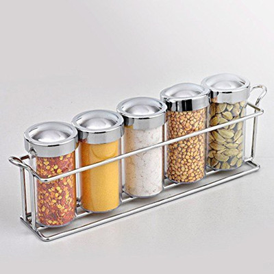 

EOAN INTERNATIONAL 5 BOTTLE SPICE RACK 5 Piece Spice Set(Silver Plated, Plastic)