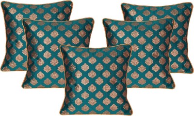 Lal Haveli Silk Cushions Cover(Pack of 5, 41 cm*41 cm, Green)