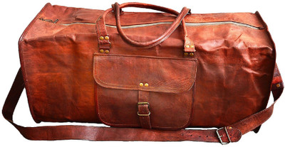 

Pranjals House (Expandable) genuine leather 24" duffle bag Travel Duffel Bag(Brown)
