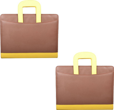 

COI Faux Leather Amazing Brown and Yellow File Folder / Document Folder(Set Of 2, Brown and Yellow)