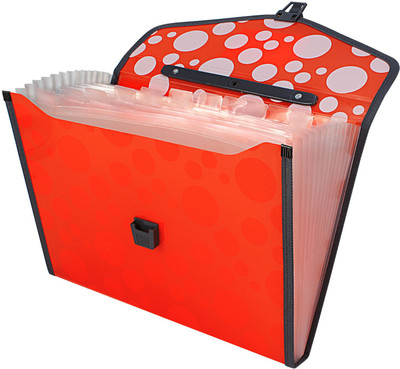 

TRANBO Polypropylene Polka Dots File Folder with 13 Pockets, Handle, Index Tab, A4 Size, Orange(Set Of 1, Orange)