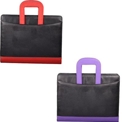 

COI Faux Leather Modish BLACK /PURPLE AND BLACK /RED LEATHERITE FILE FOLDER AND RESUME FOLDER(Set Of 2, Multicolor)