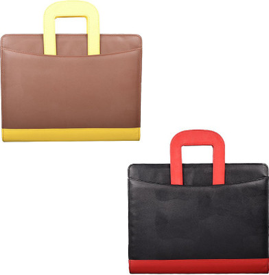 

COI Faux Leather BLACK/RED AND BROWN/YELLOW File Folder / Document Folder(Set Of 2, BLACK/RED AND BROWN/YELLOW)