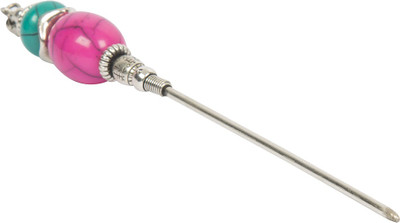 

The Indian Handicraft Store Pink and Green Stone Hair Pin Hair Pin(Silver)