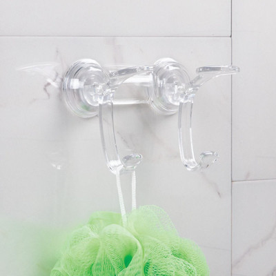INTERDESIGN Power Lock Spa Hook 2, Clear Hook 2(Pack of 1)