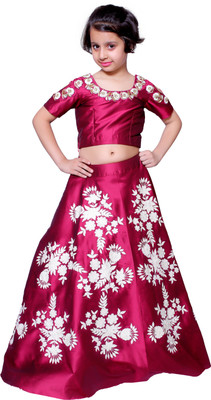 

Krisster Girls Lehenga Choli Ethnic Wear Embroidered Lehenga Choli(Maroon, Pack of 1