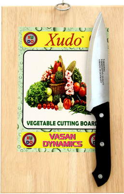 XUDO 20X30 Vegetable and fruit cutting/Chopping board with Knife Beige, Black Kitchen Tool Set(vegetable cutter) available at flipkart for Rs.315