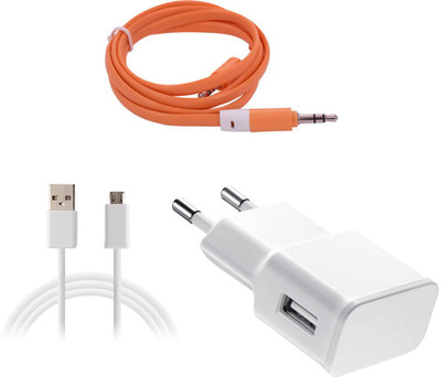 DAKRON Wall Charger Accessory Combo for Karbonn K9 Smart(White)