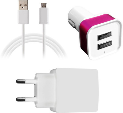 DAKRON Wall Charger Accessory Combo for Intex Cloud 3G Candy(White)