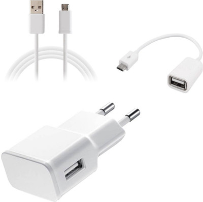 DAKRON Wall Charger Accessory Combo for Intex Cloud 3G Candy(White)
