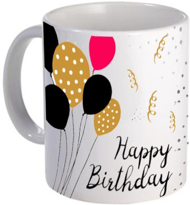 

Mugsnyou Happy Birthday Ceramic Mug(325 ml), Multicolor
