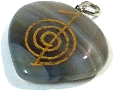 AIR9 BOTSWANA STONE CHO KU RAY SYMBOL ENGRAVED HEART SHAPE PENDENT Agate Crystal