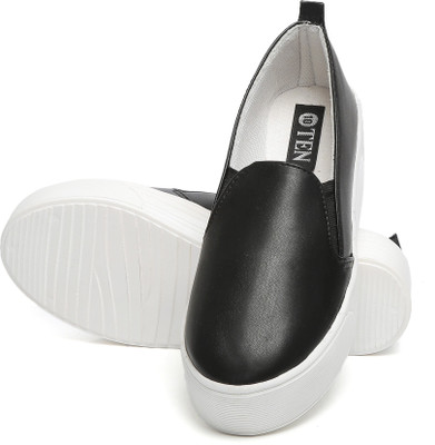 

TEN Black Leather Moccasin Casuals For Women(Black
