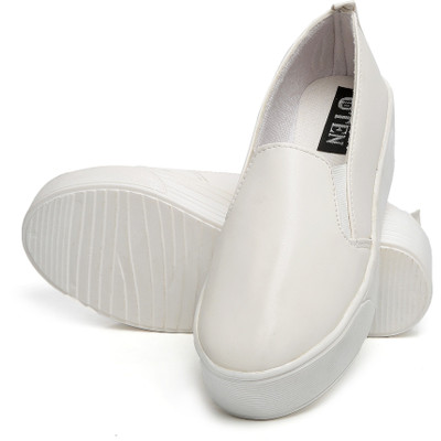 

TEN White Leather Moccasin Casuals For Women(White