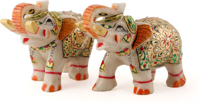 

MYPYXEL JAIPURI ELEPHANT Decorative Showpiece - 9 cm(Marble, Multicolor)