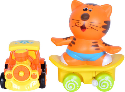 

SN toy zone Cute Train and Skating Cat WindUp and Friction Toys(Multicolor)