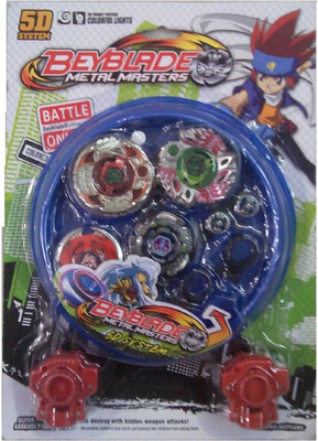 

Taaza Garam kids imported High Quality 4 Bey Blade Set with Ripchord Launcher with Battlefield For kids Gift toy.(Blue)