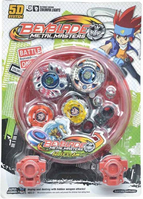 

Taaza Garam kids imported High Quality 4 Bey Blade Set with Ripchord Launcher with Battlefield For kids Gift toy.(Red)