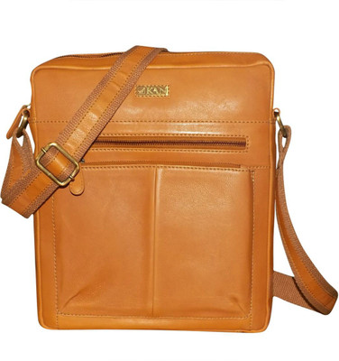 

Style 98 Men Casual Tan Genuine Leather Messenger Bag