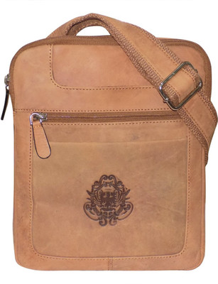 

Style 98 Men Casual Tan Genuine Leather Messenger Bag