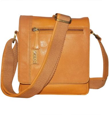 

Style 98 Men Casual Tan Genuine Leather Messenger Bag