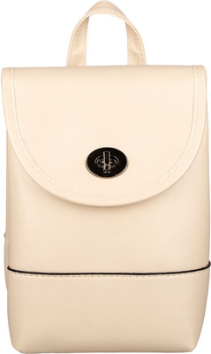 

Stylehoops Trendy Cream Soft Leatherette Backpack Waterproof Backpack(Beige, 10 L)