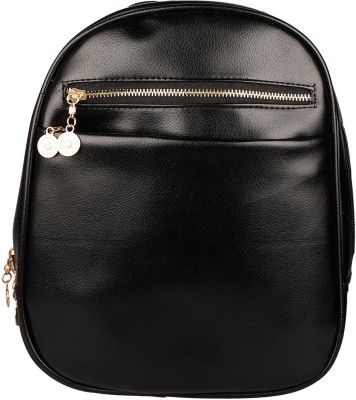 

Stylehoops Glitzy Black Glossy Leatherette Backpack Waterproof Backpack(Black, 10 L)