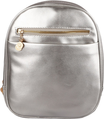 

Stylehoops Metallic Silver Glossy Leatherette 1 L Backpack(Silver)