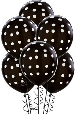 Shop Online Printed BLACK POLKA DOT Balloon(Black, Pack of 30)
