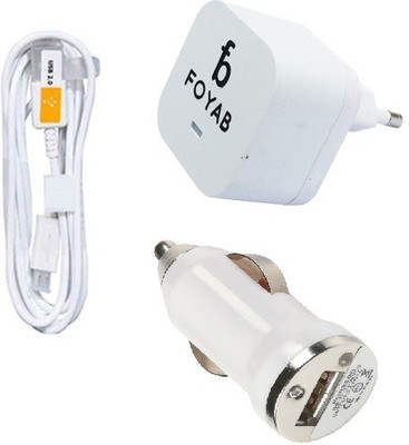

Foyab 2A Fast Charger with Charge & 1 Sync USB Cable & 1 Car Charger Mobile Charger(White)